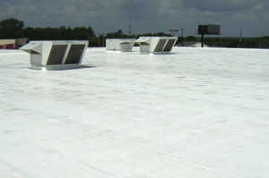A flat commercial roof