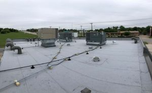 A flat commercial roof